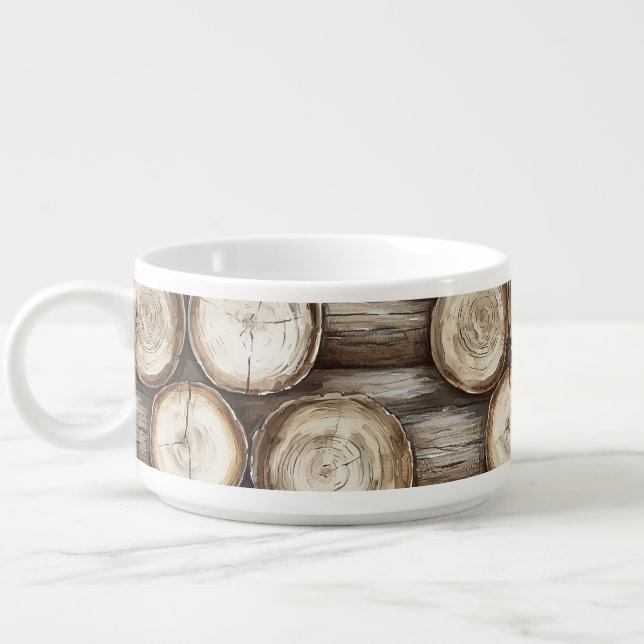 Wood Log Cabin Red Green Christmas Bowl (Right)