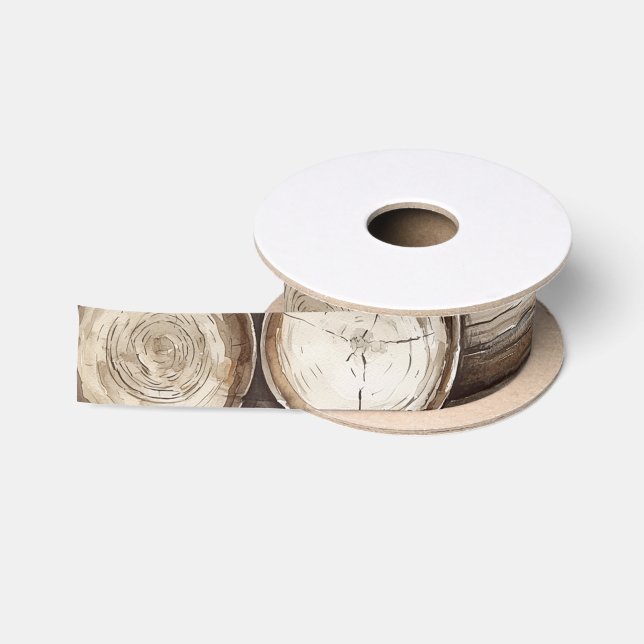 Wood Log Cabin Red Green Christmas Satin Ribbon (Spool)
