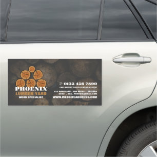 Wood Log Logo, Lumber/Timber/ Wood Yard Car Magnet