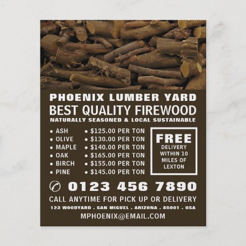 Wood Log Pile LumberTimberWood Yard Advertising Flyer