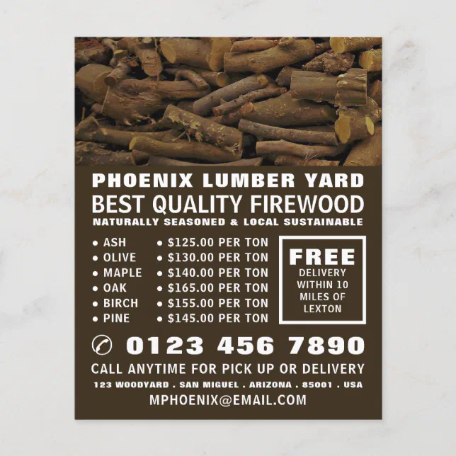 Wood Log Pile, Lumber/Timber/Wood Yard Advertising Flyer | Zazzle