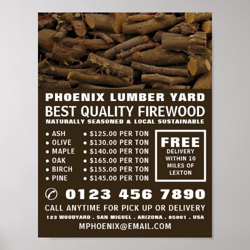 Wood Log Pile LumberTimberWood Yard Advertising Poster