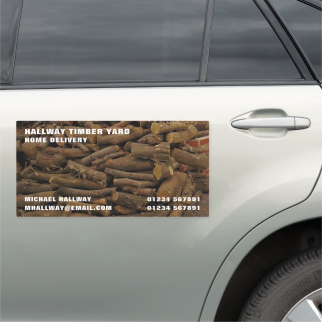 Wood Log Pile, Lumber/Timber/Wood Yard Car Magnet (In Situ)