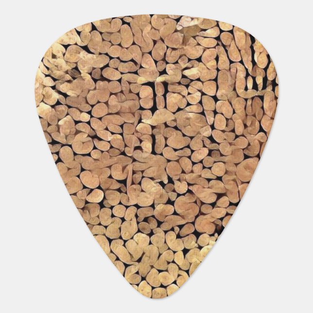 Wood logs images guitar pick (Front)