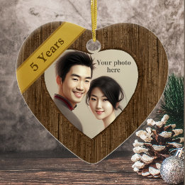 Wood Look 5th Anniversary: Add a Photo Ceramic Ornament