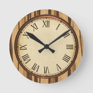 Wood Look and Vintage Face Wall Clock
