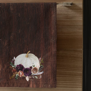 Wood look Autumn White Pumpkin Rustic  Bath Towel Set