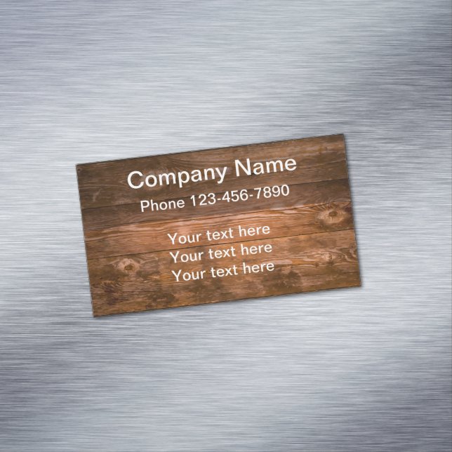Wood Look Background Business Design Business Card Magnet (In Situ)
