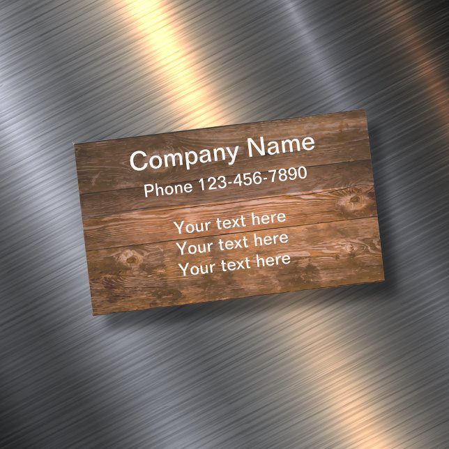 Wood Look Background Business Design Card Magnet (Creator Uploaded)