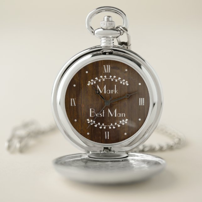 Wood Look Best Man Pocket Watch (Inside)