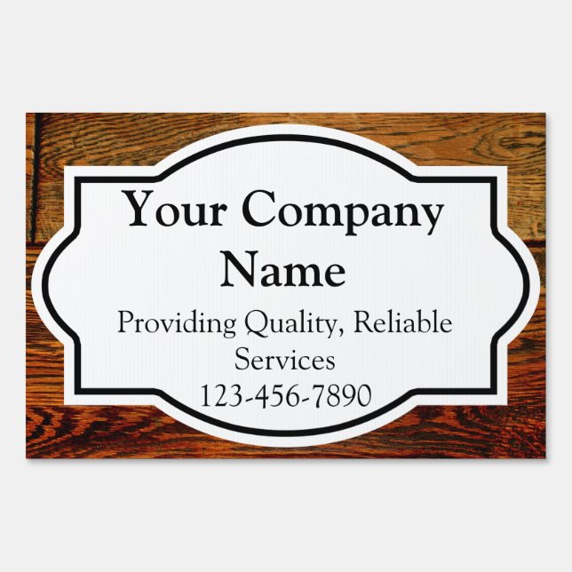Wood-Look Business Yard Sign (Front)