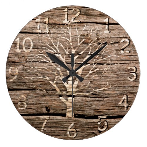 Wood Look Clock Artwork with Tree