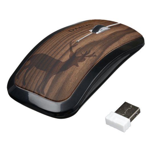Wood Look Custom Wireless Mouse (Angled)