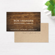 Wood-Look Dark Brown Masculine Simple Understated Business Card