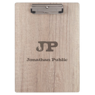 Wood Look Distressed Text Name Monogrammed Clipboard