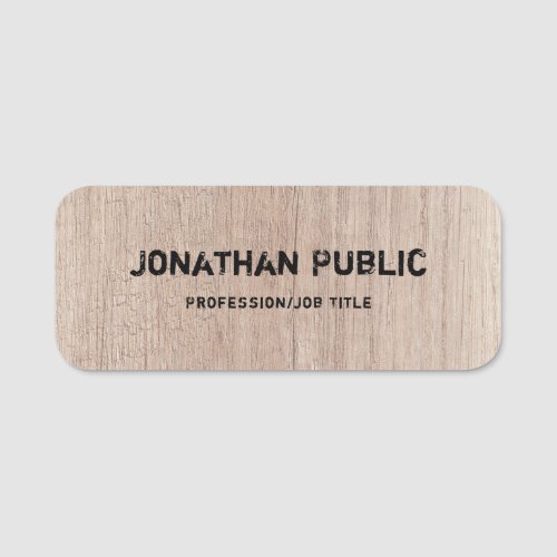 Wood Look Distressed Text Template Name Tag