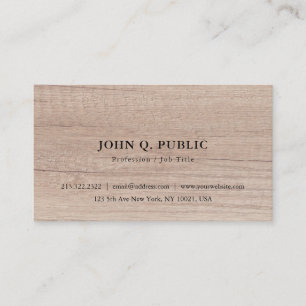 Wood Look Elegant Simple Personalized Template Business Card