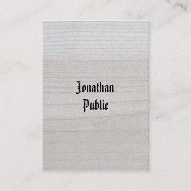 Wood Look Handwritten Luxurious Premium Thick Business Card (Front)
