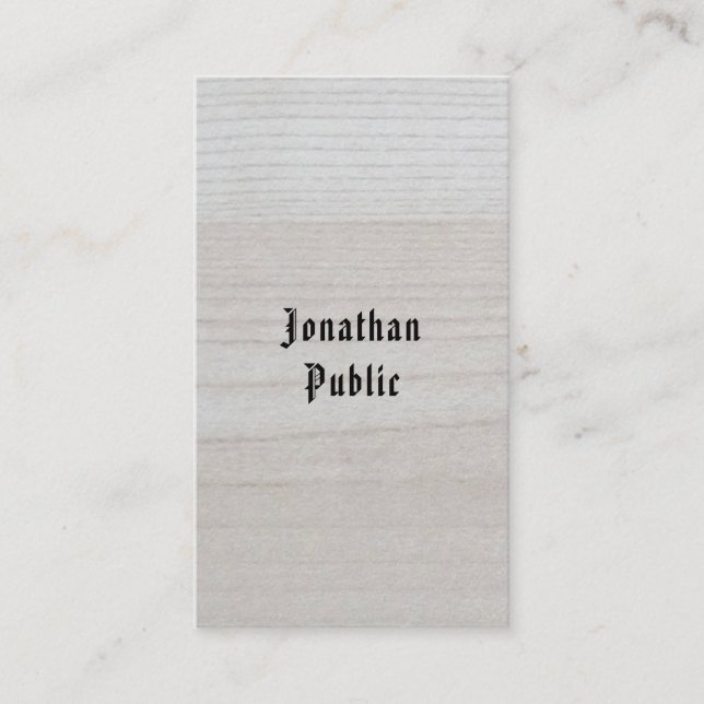 Wood Look Handwritten Template Luxe Premium Thick Business Card (Front)
