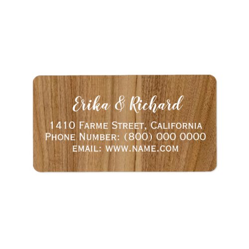 Wood_look label with names and address information