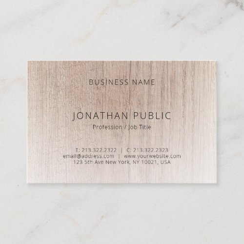 Wood Look Modern Minimalist Professional Template Business Card