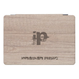 Wood Look Monogram Template Distressed Name Text iPad Pro Cover