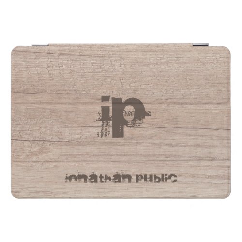 Wood Look Monogram Template Distressed Name Text iPad Pro Cover