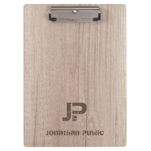 Wood Look Monogram Template Distressed Text Name Clipboard