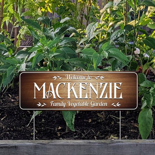Wood Look Personalized Family Name Garden Sign