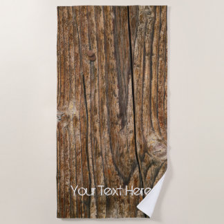 Wood Look Rustic Chic Custom Your Name Woodworker Beach Towel