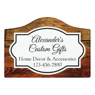 Wood Look Rustic Custom Business Name Suite Office Door Sign