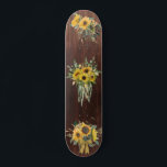 Wood Look Sunflower Floral Bouquet Skateboard<br><div class="desc">This design may be personalized by choosing the customize option to add text or make other changes. If this product has the option to transfer the design to another item, please make sure to adjust the design to fit if needed. Contact me at colorflowcreations@gmail.com if you wish to have this...</div>