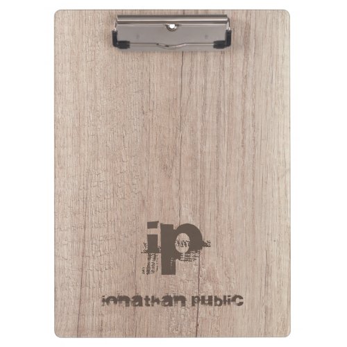 Wood Look Template Distressed Text Name Monogram Clipboard