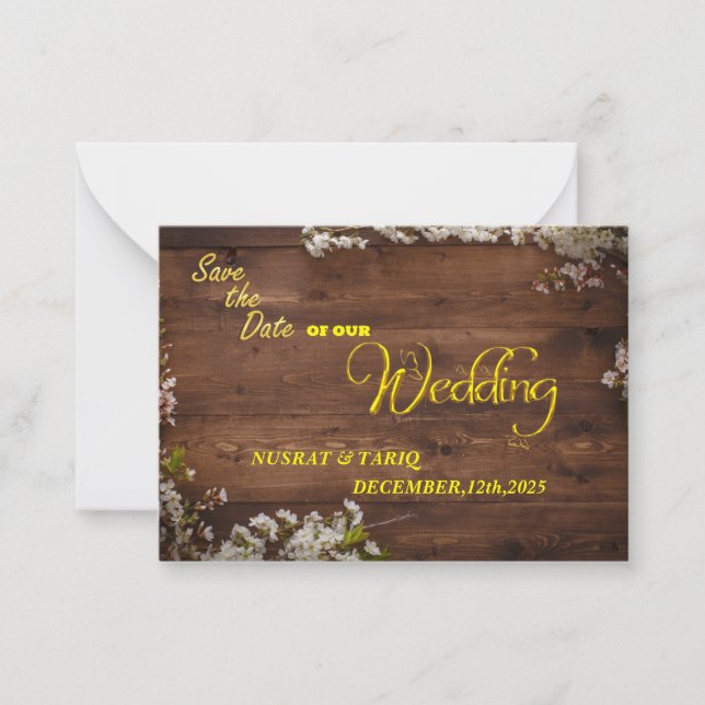Wood Love A Rustic Texture Save the Date  Note Card (Front)