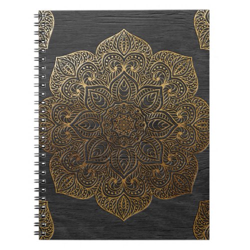 Wood mandala_gold notebook