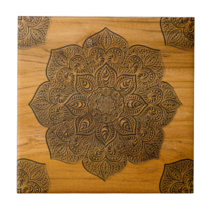 Wood mandala tile