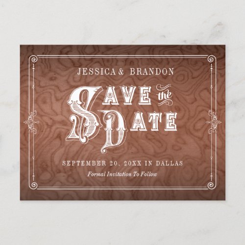 Wood Marbling Country Save the Date Announcement Postcard