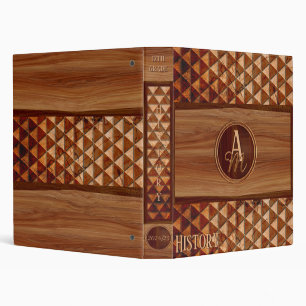 Wood marquetry and carving customizable 3 ring binder