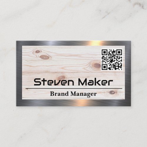 Wood  Metal Trim  QR Code Business Card