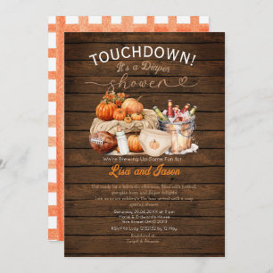 Wood Milk & Football Pumpkin Fall Diaper Shower Invitation