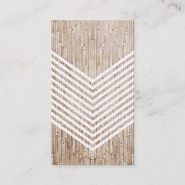 Wood minimalist chevron business card (Front)