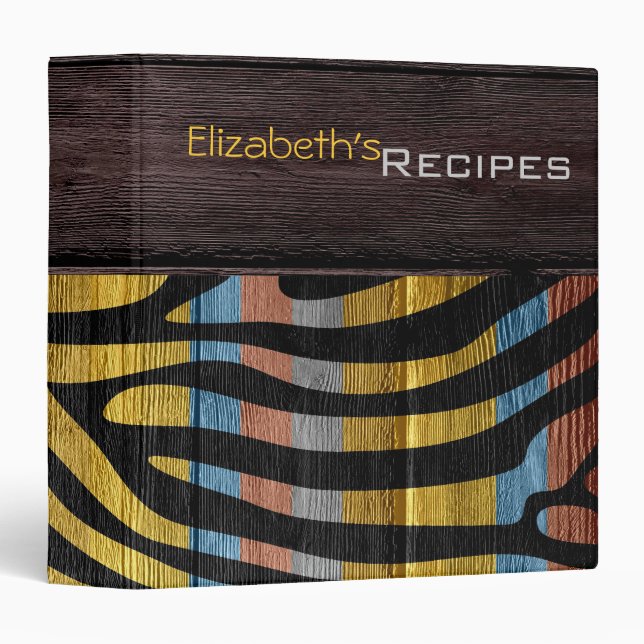 Wood Modern Zebra Print #12 Binder (Front/Spine)
