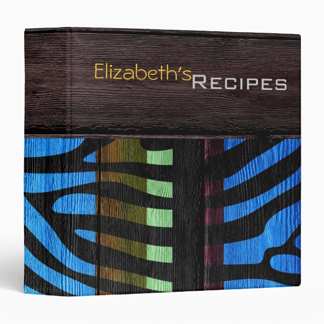 Wood Modern Zebra Print 3 Ring Binder (Front/Spine)