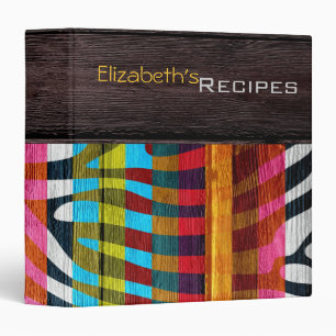 Wood Modern Zebra Print #6 3 Ring Binder