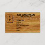 Wood Monogram B Business Card
