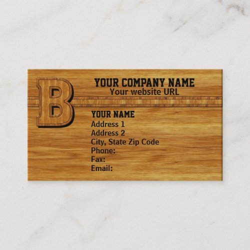 Wood Monogram B Business Card