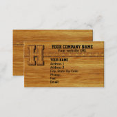 Wood Monogram H Business Card (Front/Back)