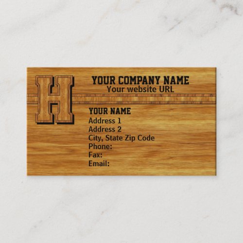 Wood Monogram H Business Cards