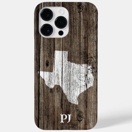 Wood Monogram Name  Texas State Map Personalized  Case_Mate iPhone 14 Pro Max Case