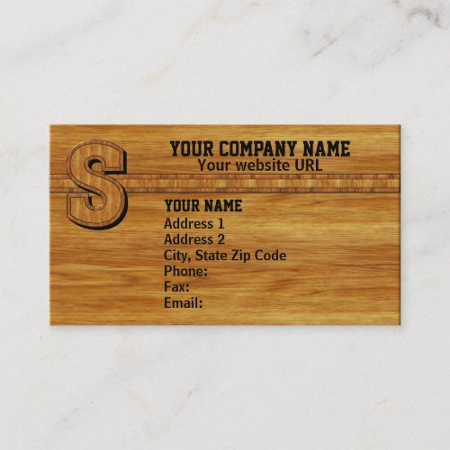 Wood Monogram S Business Cards